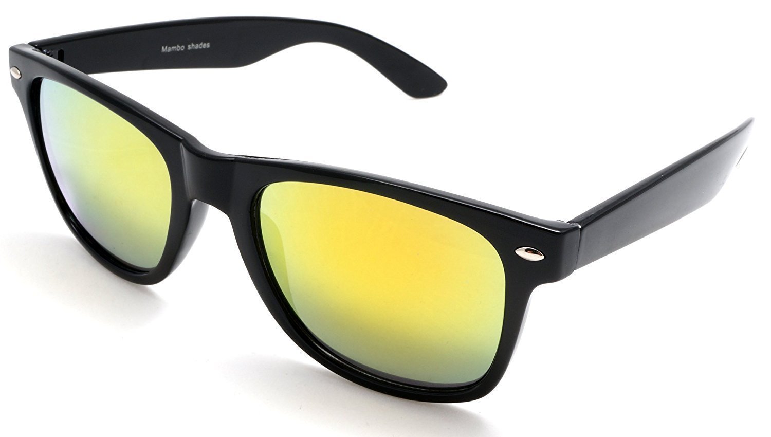 Unisex Mirror Classic Horn Rimmed Sunglasses - Blues Brothers - Black, Yellow Lens-Samba Shades