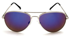 Unisex Mirror Lens Classic Pilot Military Sunglasses - Cecilia & Aragon Mambo Fliers - Silver-Samba Shades