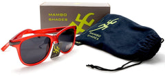 Unisex Modern Classic Polarized Horn Rimmed Sunglasses - The Lady In Red The Man In Grey - Red-Samba Shades