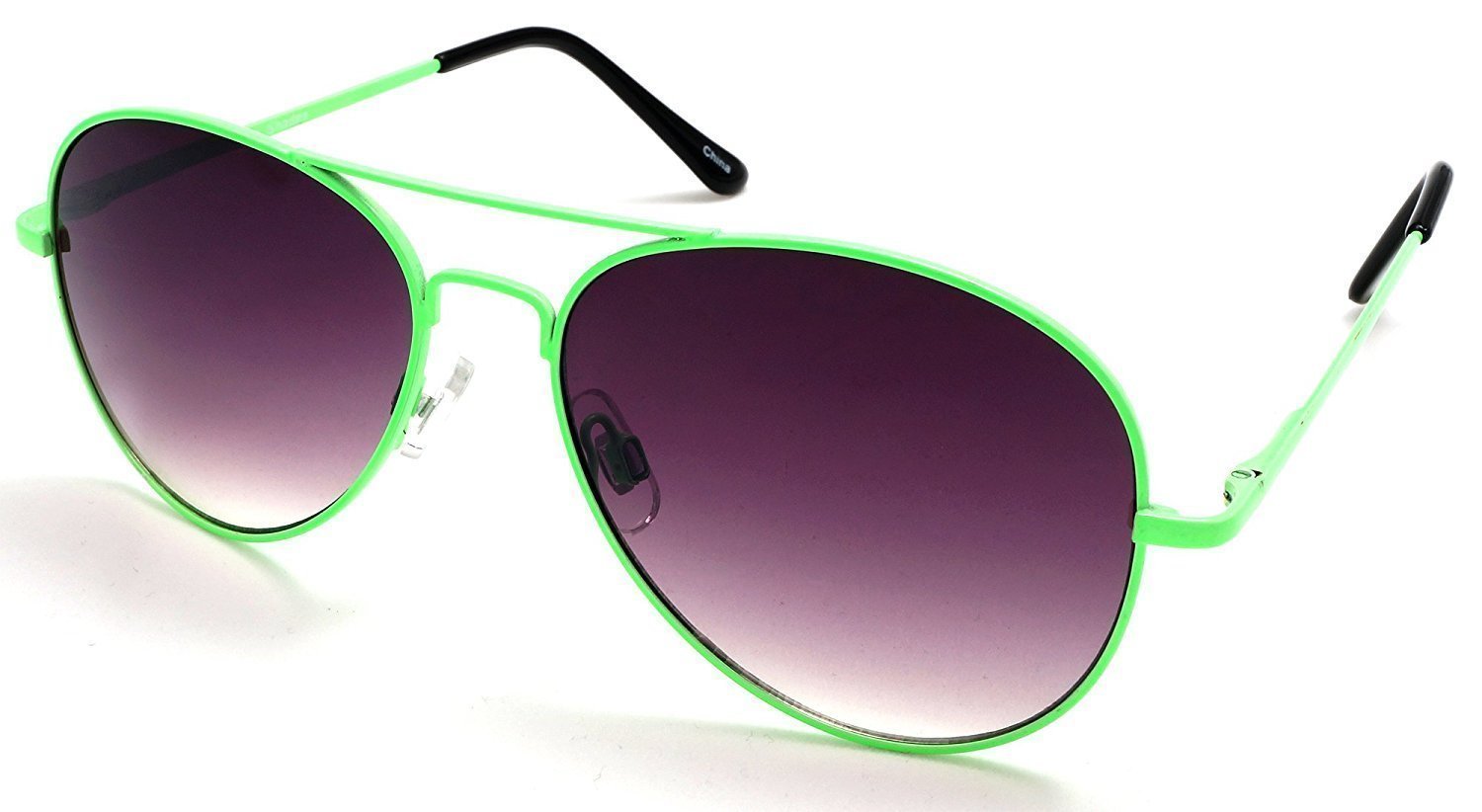 Unisex Pilot Military Neon Classic Sunglasses - Mambo Madness Neon Shades - Green-Samba Shades