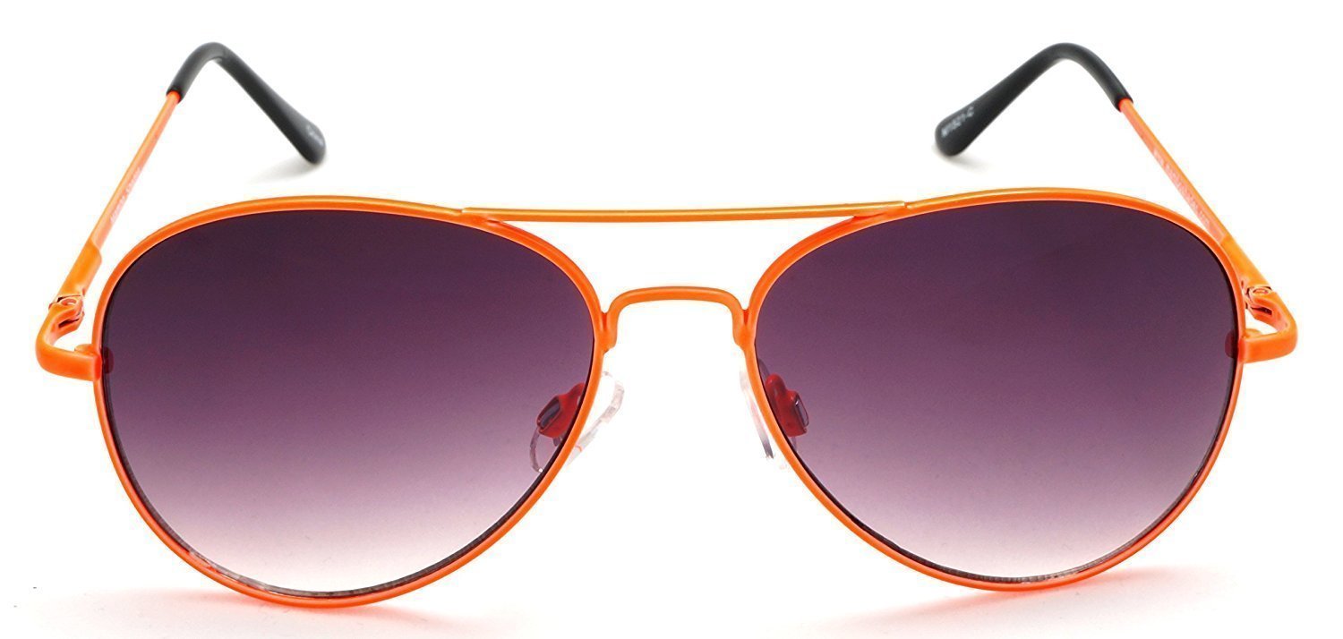 Unisex Pilot Military Neon Classic Sunglasses - Mambo Madness Neon Shades - Orange-Samba Shades
