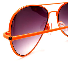 Unisex Pilot Military Neon Classic Sunglasses - Mambo Madness Neon Shades - Orange-Samba Shades