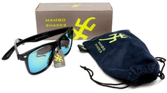 Unisex Polarized Mirror Horn Rimmed Sunglasses - MIB Style - Black, Turquoise Lens-Samba Shades