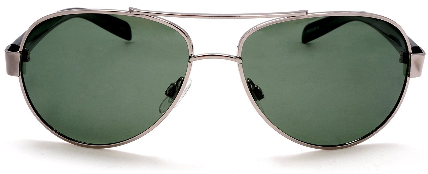 Unisex Polarized Retro Pilot Military Sunglasses - Nickel Plated Metal Frame - Metallic-Samba Shades