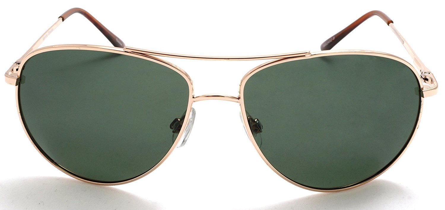 Unisex Vintage Style Polarized Pilot Military Sunglasses - Buzz & Bessie - Gold-Samba Shades