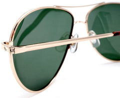 Unisex Vintage Style Polarized Pilot Military Sunglasses - Buzz & Bessie - Gold-Samba Shades