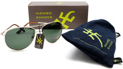 Unisex Vintage Style Polarized Pilot Military Sunglasses - Buzz & Bessie - Gold-Samba Shades