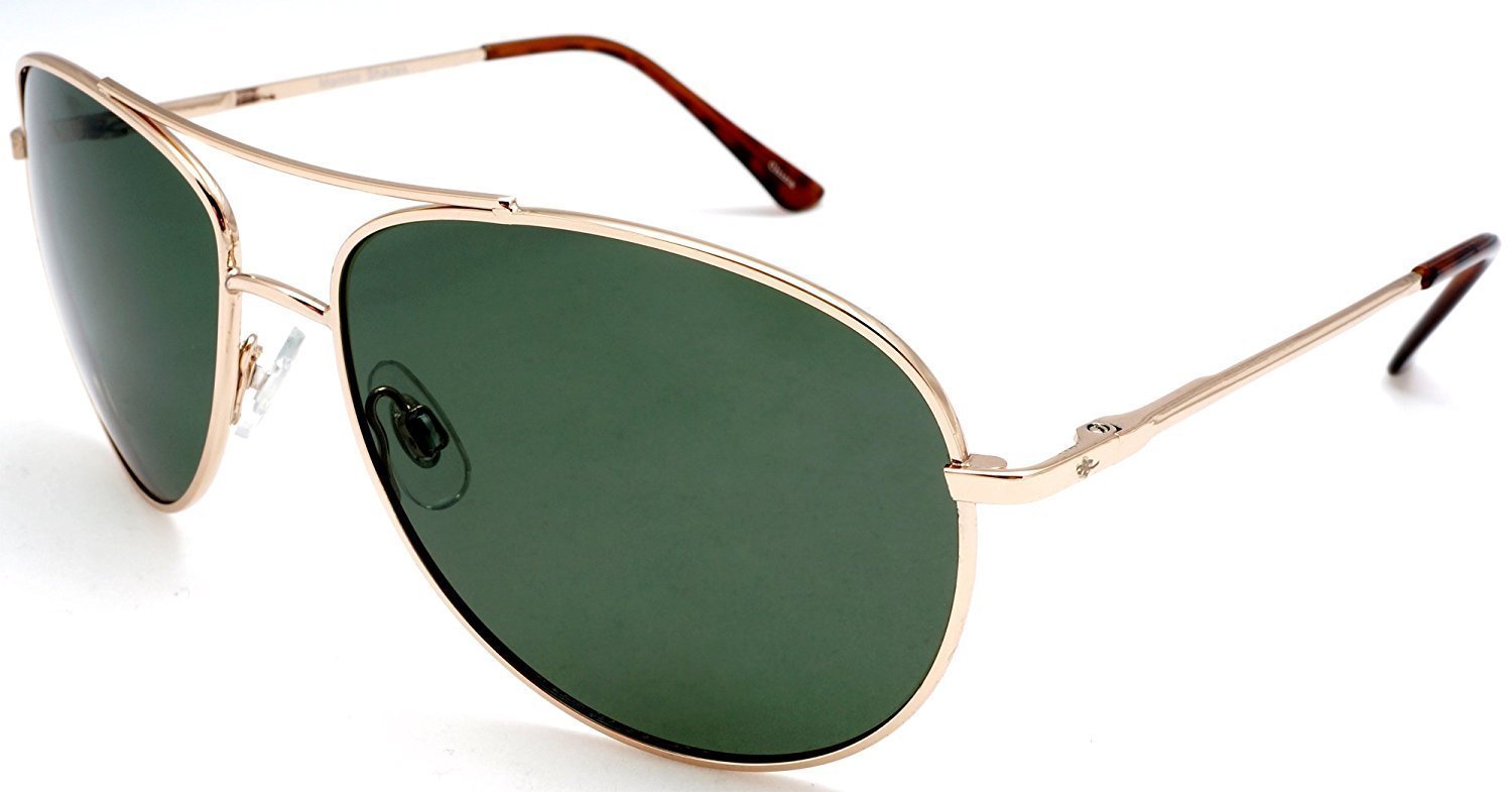 Unisex Vintage Style Polarized Pilot Military Sunglasses - Buzz & Bessie - Gold-Samba Shades