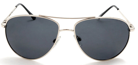 Unisex Vintage Style Polarized Pilot Military Sunglasses - Buzz & Bessie - Silver-Samba Shades