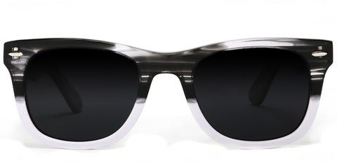 Verona Polarized Horn Rimmed Sunglasses Black White-Samba Shades