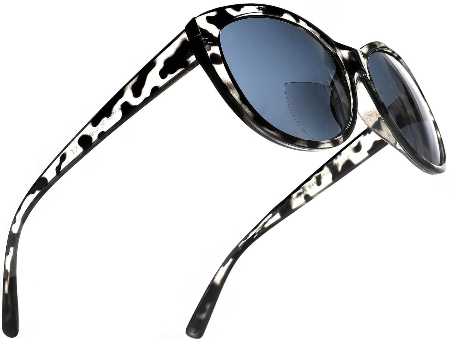 Women's BiFocal Sun Readers Fashion Horn Rimmed Sunglasses Black Tortoise-Samba Shades