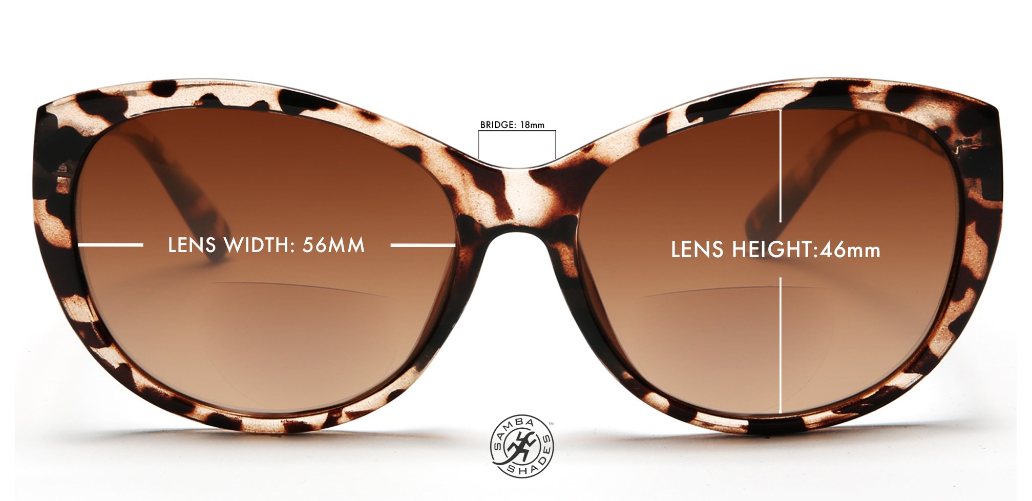 Women's BiFocal Sun Readers Fashion Horn Rimmed Sunglasses Brown Tortoise-Samba Shades