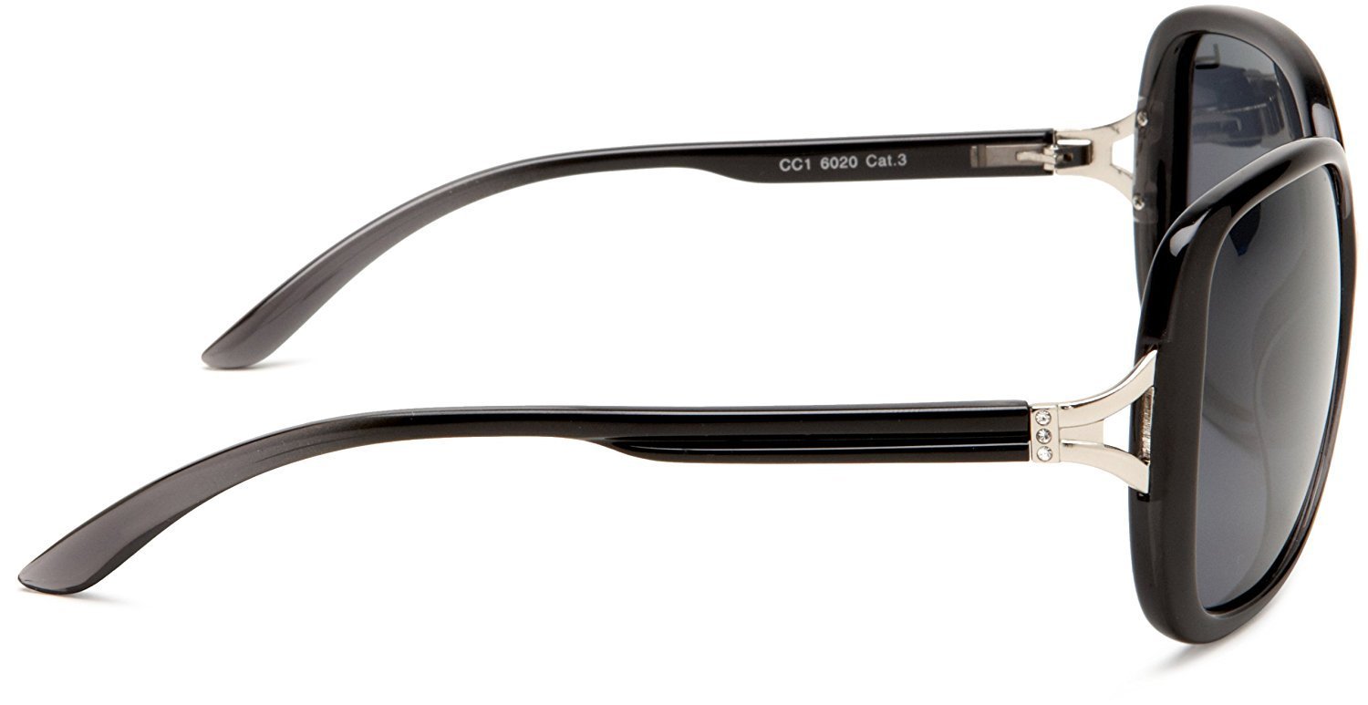 Women's Fashion Polarized Sunglasses, Oversized and Vintage Style by Coleman - Black-Samba Shades