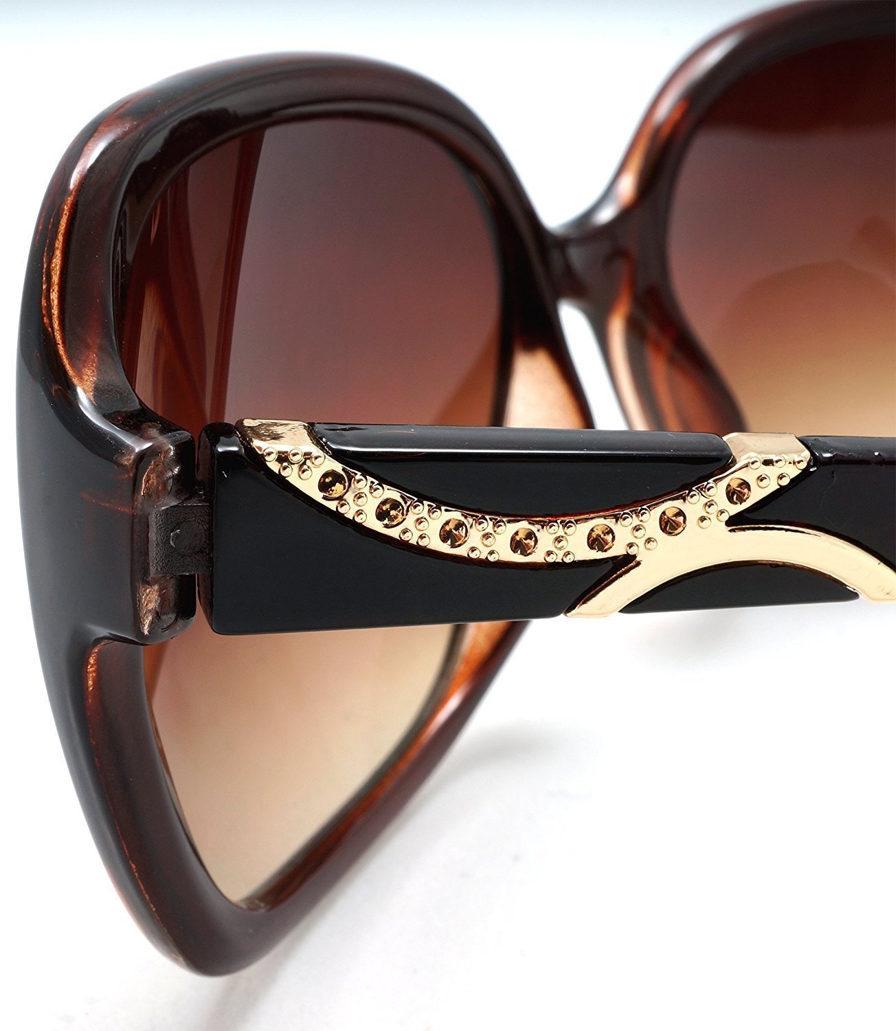 Women's Oversized Square Fashion Sunglasses - Sophia Loren Mambo Style - Gold-Samba Shades